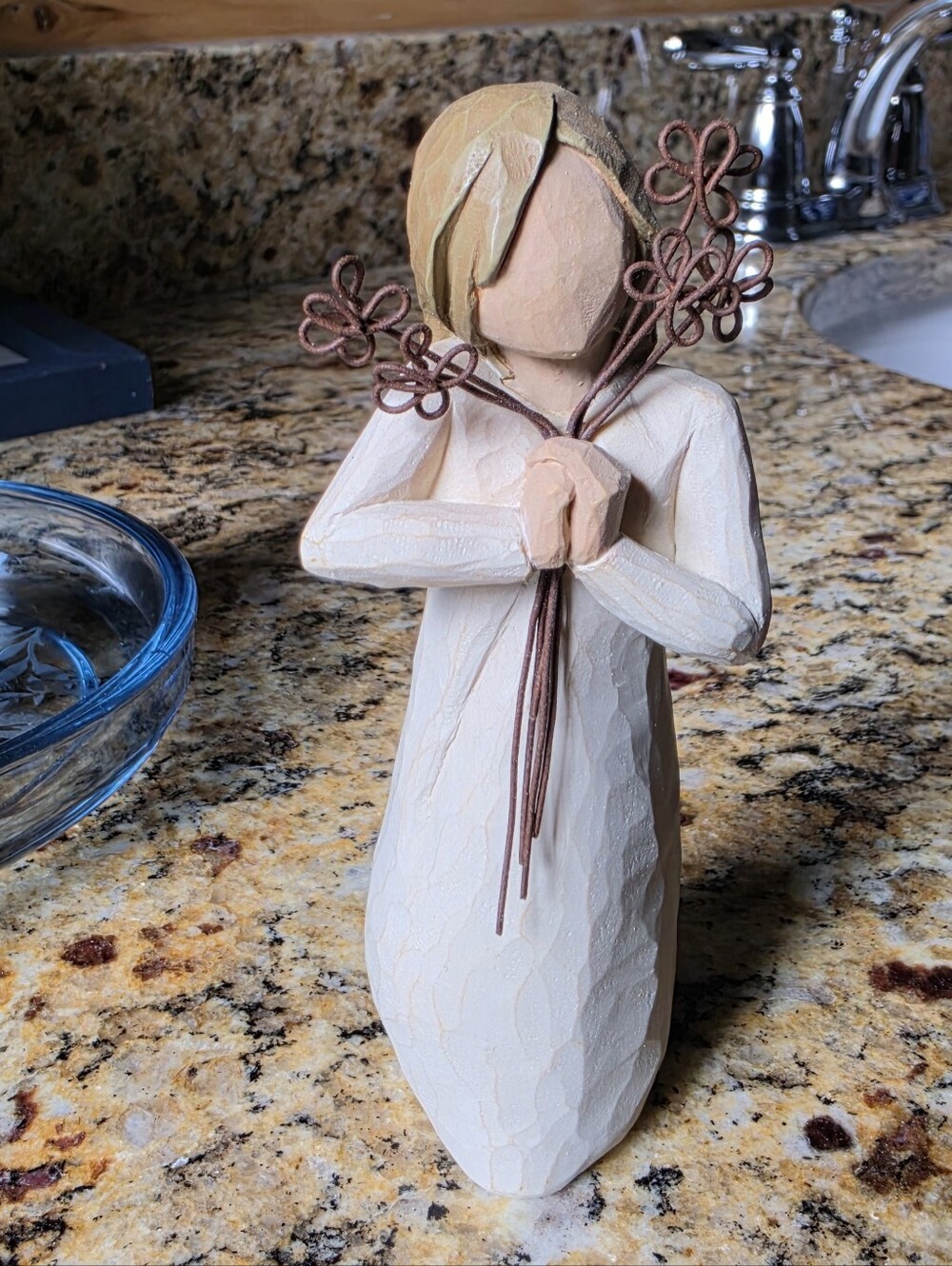 Willow Tree Friendship Figurine with Brown Wire Flowers